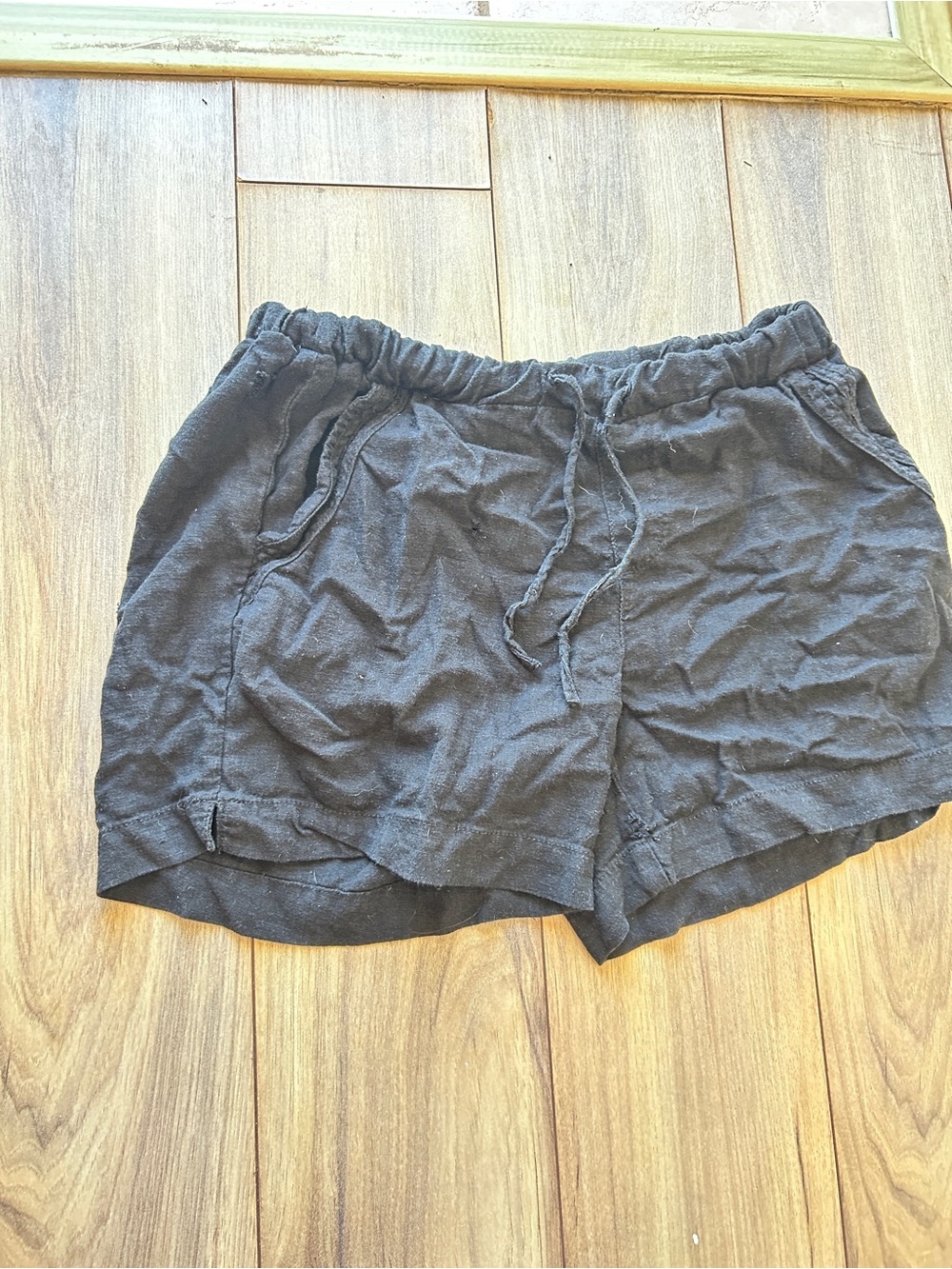 Briggs New York Black Linen-Blend Athletic Drawstring Shorts